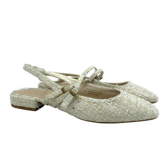 NWT Tahari Women's size 8.5 White Tweed Mary Jane Kitten Heels Preppy Shimmer - Picture 1 of 8